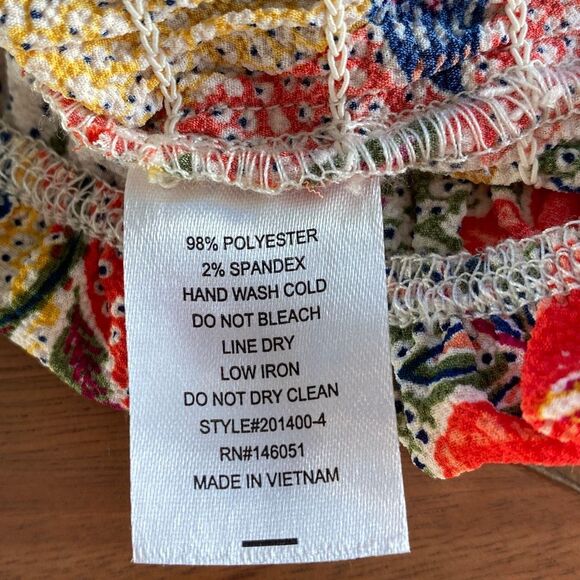 Orange and Red Puff Sleeve Smocked Blouse - Picture 8 of 8